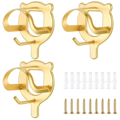 Image of Dunzy 3 Pcs Horse Bridle Rack Bracket Bridle Hooks Tack Storage Halter Hanger Metal Holder with Tubes and Screw for Horse Barn Supplies (Gold)