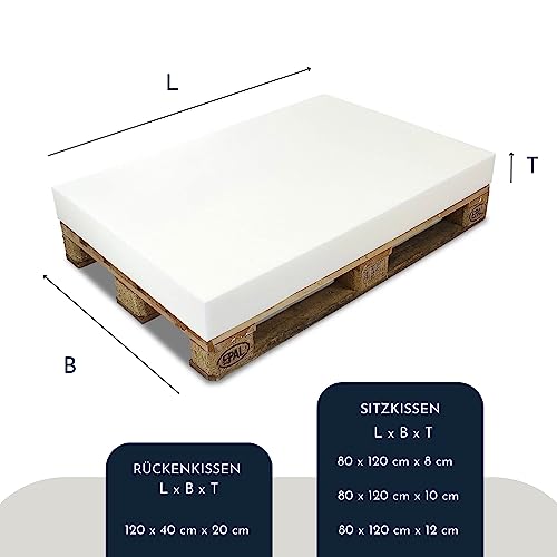MSS e.K. PALETTENKISSEN MATRATZENKISSEN (120 x 80 x 12 cm) Schaumstoff FÜR EUROPALETTE/Auflage