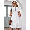 KIRUNDO Sun Dresses for Women 2023 Casual White Graduation Dress Sleeveless Ruffle Sleeve Beach Vacation Dress Round Neck Loose Flowy Pleated Mini Babydoll Dress, White, Small