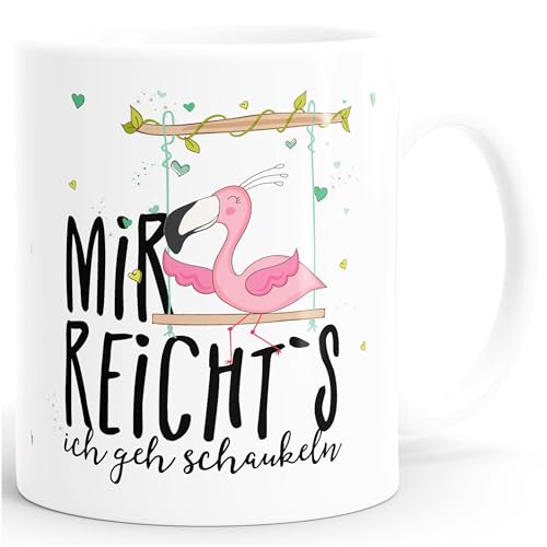 MoonWorks - Taza de café con texto en alemán 'Flamingo mir richts ich GEH', color blanco y negro, talla única