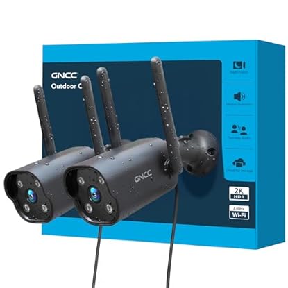 Foto di GNCC Kit 2 Telecamere GT1PRO, Telecamera Sorveglianza Esterno 2K Wi-Fi Fissa, Impermeabile IP65, Visione Notturna IR, Rilevamento Movimento, Audio Bidirezionale, 24/7, App per Smartphone, 2.4G