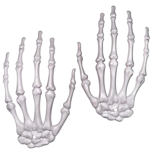 LOSFOTBO Halloween Skeleton Hands,1 Pair Realistic Plastic Scary Skeleton Hand for Halloween Decoration