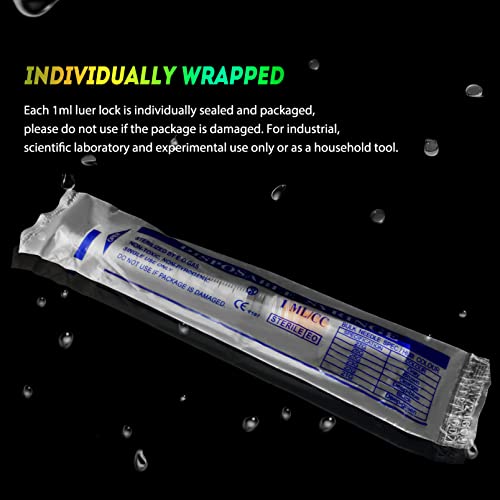 Image of 1ml Syringe 25G 1 inch Luer Lock Needle Lab Disposable Sample Syringes, 20 Pack