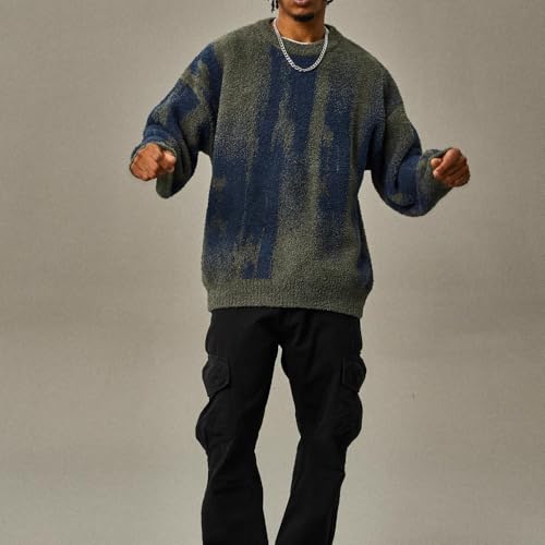 Y2K Men's Striped Knitted Sweater Loose Retro Oversized Casual Long Sleeved Pullover2