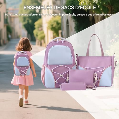 Sac à dos scolaire grande capacité avec trousse et cabas pour lycée