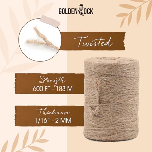 image for GOLDEN COCK 2mm - 164FT Natural Jute Twine Rope String - for Crafts Ga