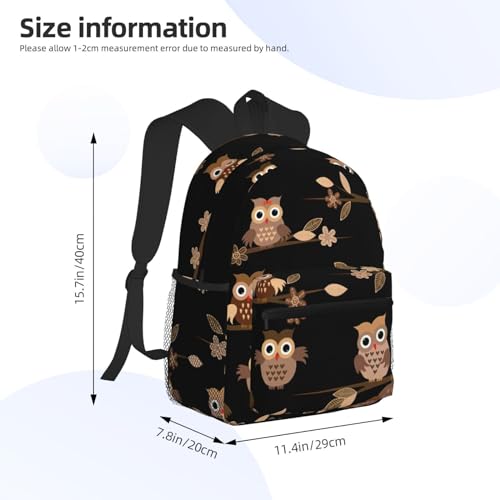 Sac à dos de voyage hiboux marron noir One Size polyvalent