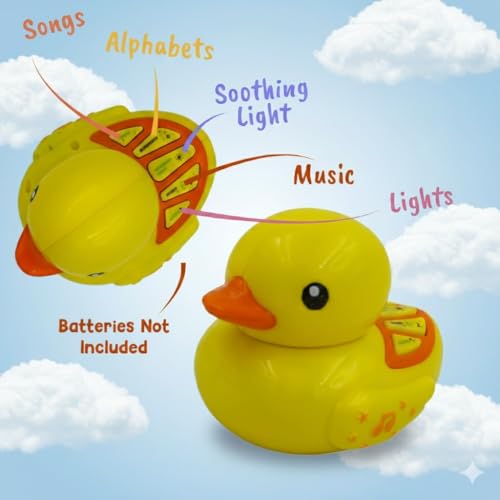 Image of Genie's Toy Bus Musical Learning Duck - Yellow Color I Interactive Educational Toy with Lights and Sound I Fun Educational Learning Toys & Games I Portable Travel Art Toy for 4+ Months Kids