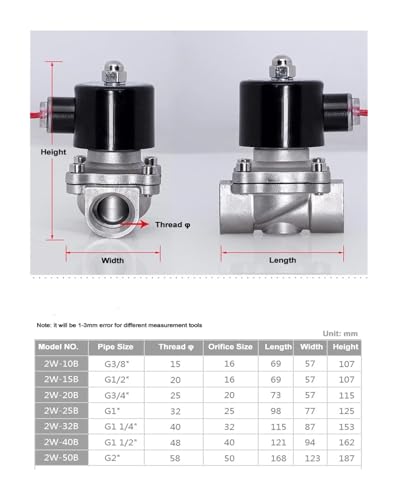 Vanne électrique DN25 12V inox 304 normalement fermée joint NBR plomberie - 4