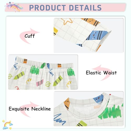 Joisal Fun Colorful Line Doodle Cotton Pajama Set 18 Months 2 Piece Pj Long Sleeve Top and Pants4