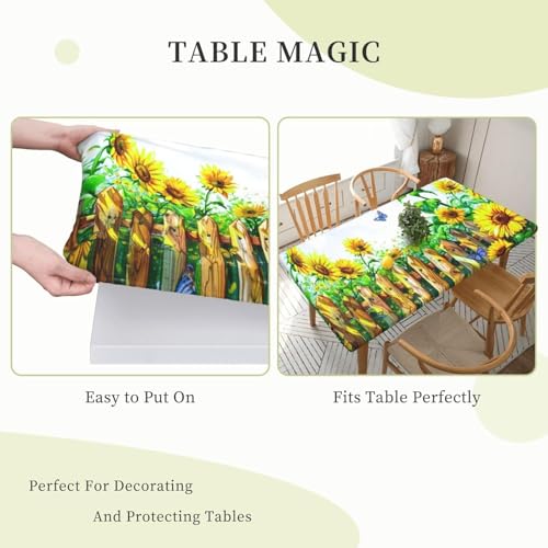 Nappe rectangulaire tournesol 48x30 en polyester élastique lavable