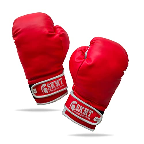 Image of SKMT Boxing Gloves 10oz 12oz Boxing Gloves for Training Punching Sparring Punching Bag Boxing Bag Gloves Punch Bag Mitts Muay Thai Kickboxing MMA Martial Arts Workout (Red, 10 Oz)