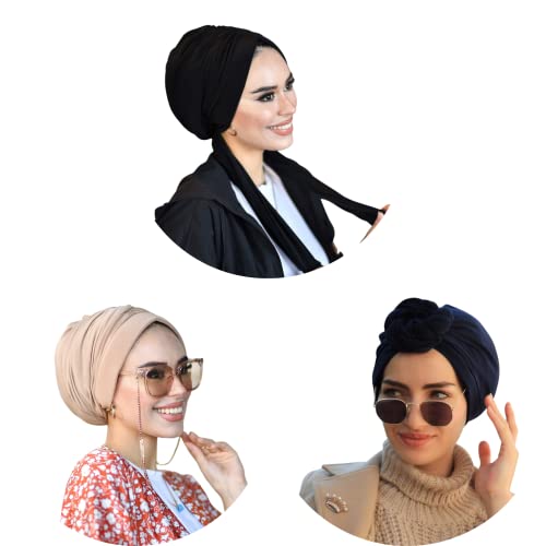 para life Dubai Turbans for Women, Breathable Instant Turban|Std Size Stretchable Cotton|Hijab Cap&Undercap
