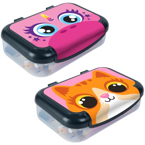 Image of ZIPIT: Pencil Box Bundle: Kitty & Pink Unicorn - Recycled Plastic Cases, Large Capacity Storage Organizers, School Supplies-Stationary, Kids-Girl-Boy