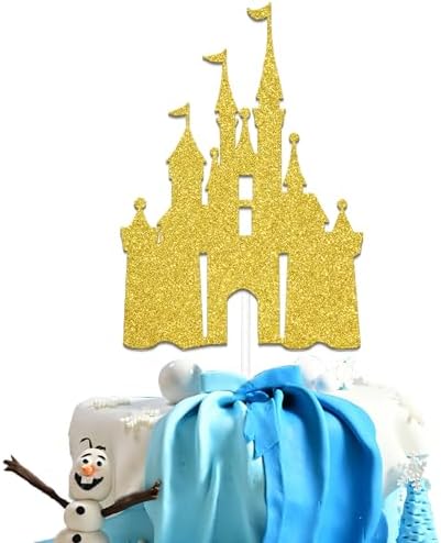 Amazon.com: Castle Birthday Cake Topper - Gold Glitter Castle Theme  Birthday Party Cake Decoration Supply - Princess Prince Happy Birthday Cake  Topper Photo Prop : Grocery & Gourmet Food
