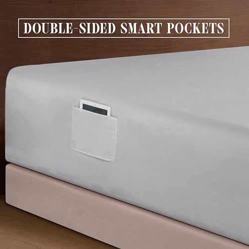 Elegant Comfort Luxury 1500 Premium Hotel Quality Microfiber 4-Piece Sheet Set - Soft, All Around Elastic 18-24 Inches Deep Fitted Sheet - Extra Deep Pocket Sheets, California King, Silver Grey