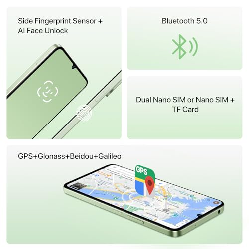 UMIDIGI G9T Unlocked Cell Phone, Dual 4G SIM, 4GB+128GB/1TB TF, Android 14 Smartphone, 6.75" HD+ 90Hz Display, 5000mAh Battery, 18W Fast Charging, 13MP Camera, GPS