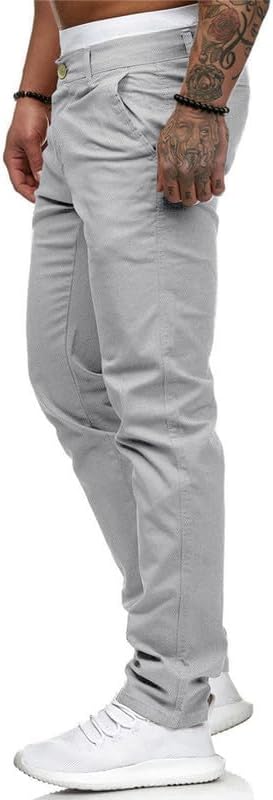 Miniatura 4 de HUNGSON Pantalones vaqueros casuales ajustados ajustados para hombre, pantalones de mezclilla rectos elásticos