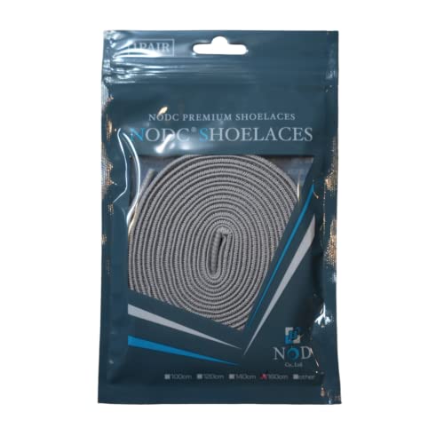 [NODC] Flexibility SHOELACES ゴム シューレース 伸びる SHOELACES 靴紐 120cm 140cm 靴ひも 平紐 (100cm, グレー)