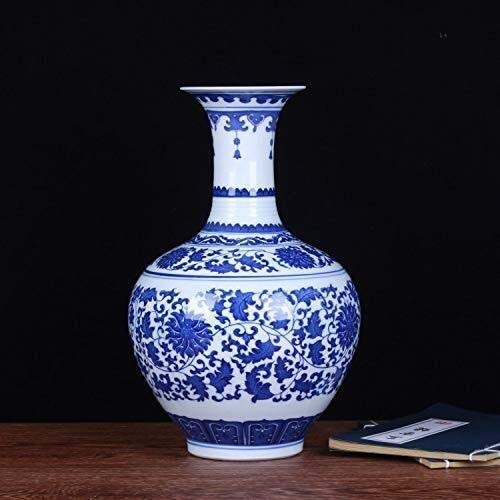 Vase porcelaine bleu et blanc MU grand modèle de céramique antique au lustre d'exception