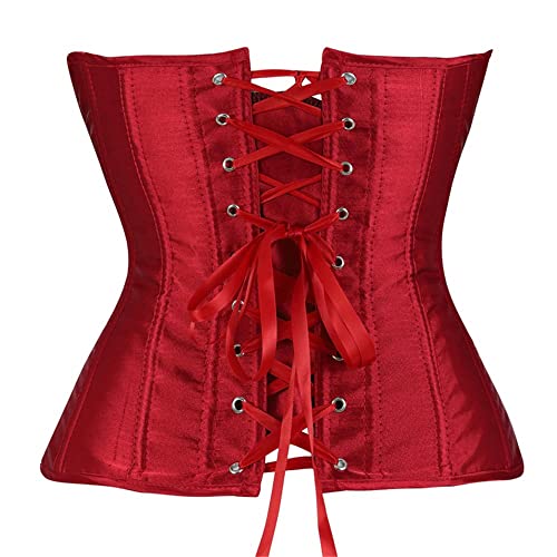 Corset Corselet Espartilho Modelador Acetinado Linha Casual Tam 36 a 56 Vermelho Bordô M601