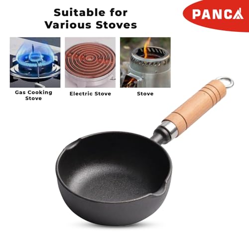 Image of PANCA Cast Iron Tadka Pan | 4 Inch Pre-Seasoned Tempering Pan for Dal & Spices | Gas & Stove-Friendly, 450g Heavy Duty Vaghar /Chounk Pan | 100% Toxin-Free Naturally (Round)