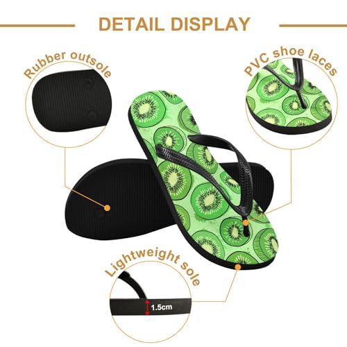 Sinestour Fruits Kiwi Green Flip Flops for Beach Thong Sandals Anti-slip Lightweight Flat Slippers for Summer Travel Swim3