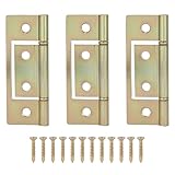 Lashow 6 Pack Bifold Door Hinge Non-Mortise Bi-fold Door Hinges Surface Mounted Hinges for Closet Bifold Doors，3 Inch & Brushed Brass