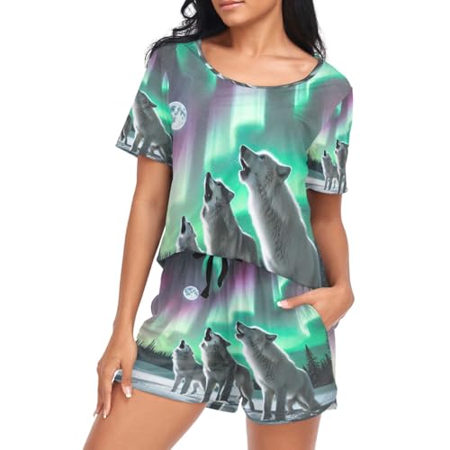 Pyjama loup pour femmes avec ensemble short et hauts de nuit confortables taille S