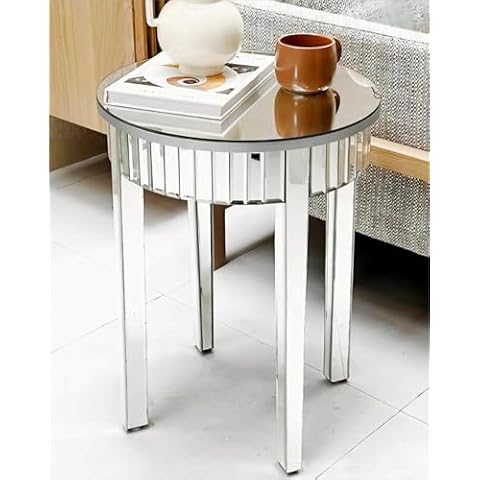 Artloge Silver Mirrored Sofa Side Table Cover