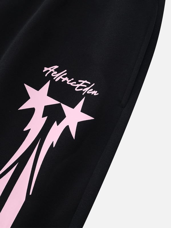 Aelfric Eden Farbblockierung Baggy Jogginghose Herren Damen Weites Bein Sweatpants Baumwolle Kordelzug Freizeithose Y2K Streetwear Sporthose mit Taschen
