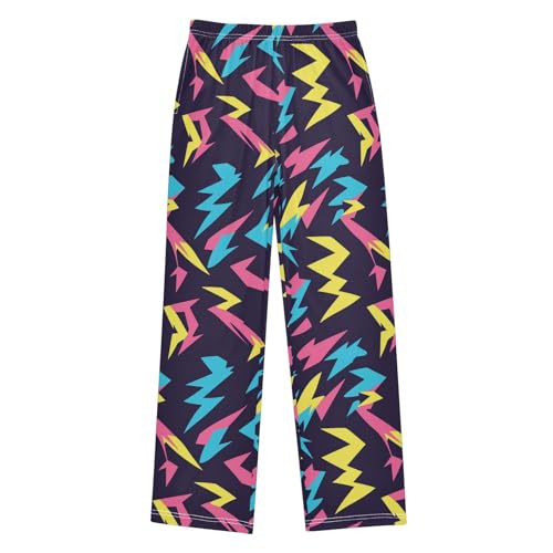 Boys' Pants Colorful Lightning Bolts Blue Long Bottoms Jogger Pants Elastic Waist Trousers with Pockets S-XL