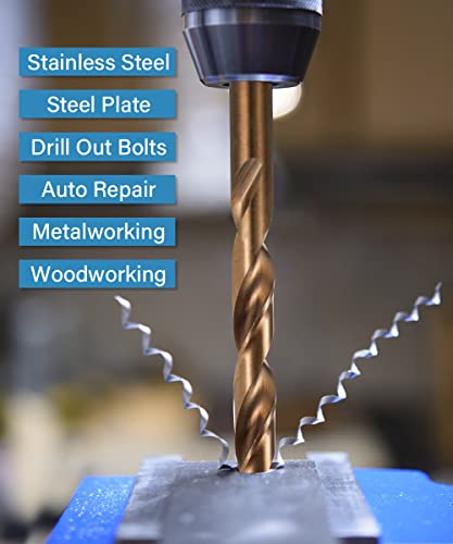 5% Cobalt Drill Bit Set, M35 High Speed Steel Twist Drill Bits 135 Degree Split Point for Stainless Steel, Cast Iron, Hard Metal, Plastic and Wood(13Pcs) 3 5% Cobalt Drill Bit Set, M35 High Speed Steel Twist Drill Bits 135 Degree Split Point for Stainless Steel, Cast Iron, Hard Metal, Plastic and Wood(13Pcs) - Image 3
