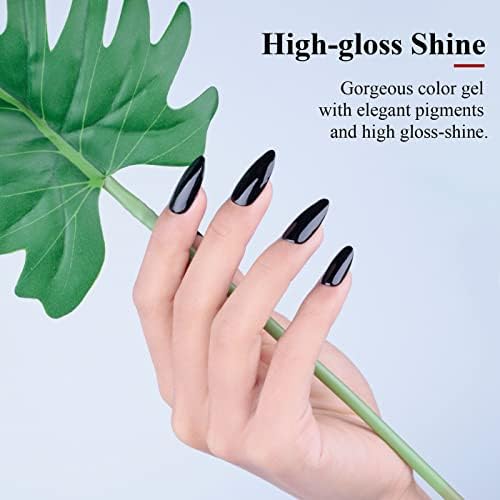 Miniatura 8 de Imtiti Esmalte de uñas de gel, 1 esmalte de gel de color negro de 0.0 fl oz, esmalte de uñas de gel de larga duración con LED que se puede remover,