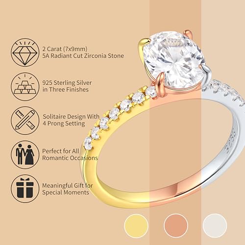 925 Sterling Silver Engagement Rings for Women Oval Cut Cubic Zirconia Wedding Promise Rings for Her Size 4-12.52