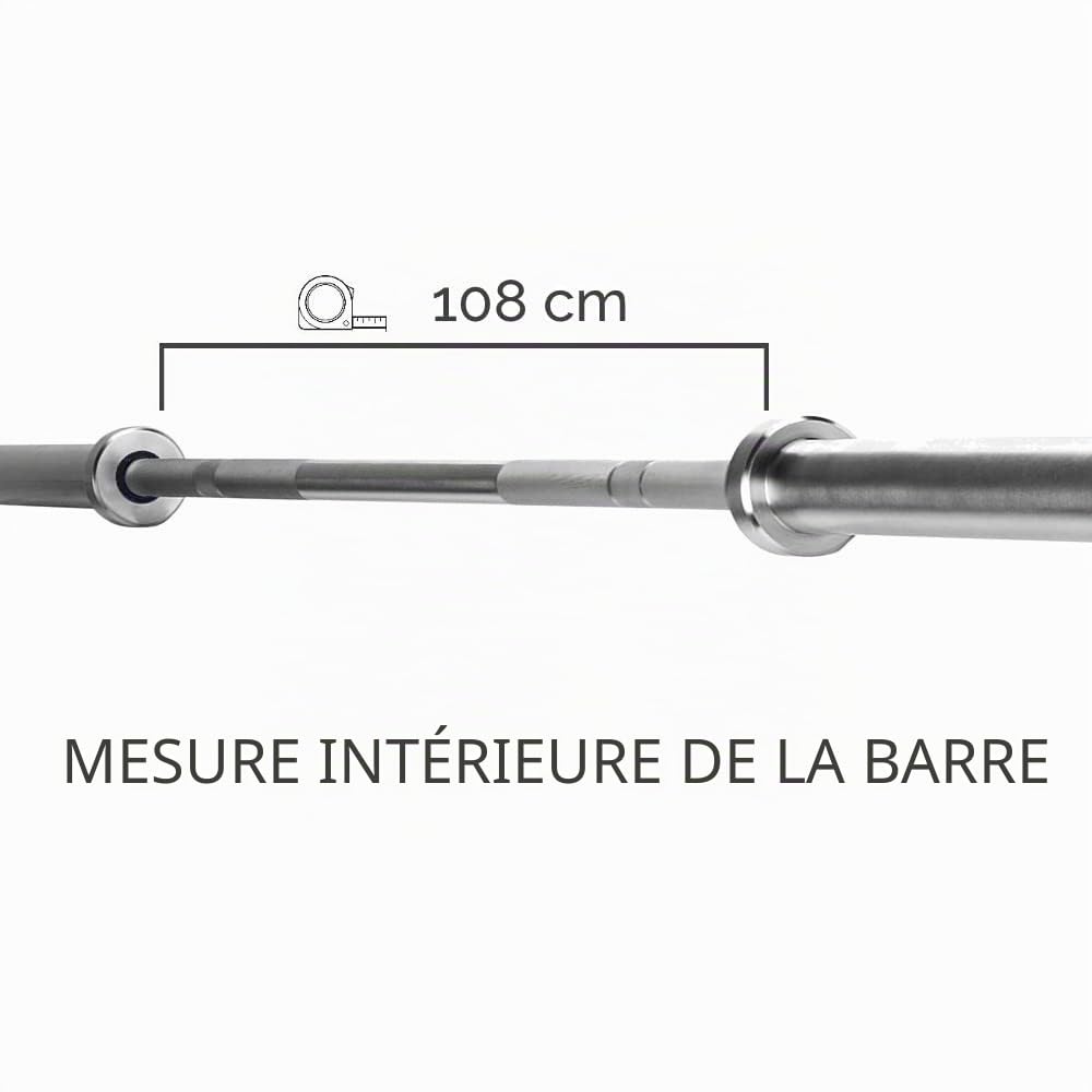 Barre d'Entraînement Olympique 180 cm - Acier Chromé, Diamètre 50 mm, Sans Poids
