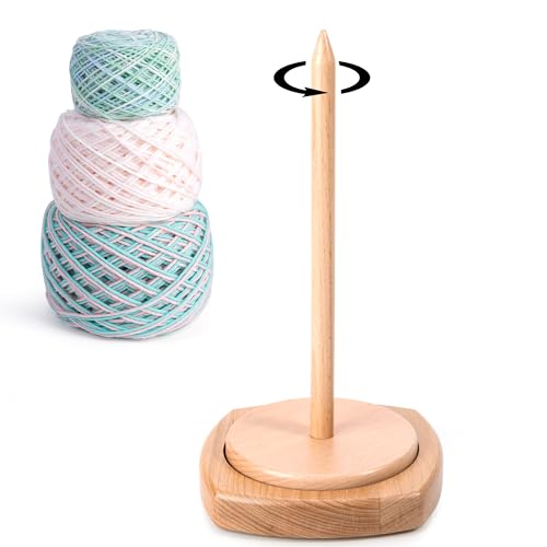 Image of Caydo Wooden Yarn Holder for Knitting and Crocheting, Easy Install and Operate Yarn Spinner Holder, Yarn Spinner with Yarn Storage, Perfect Crochet Gift for Craft Enthusiasts - Large