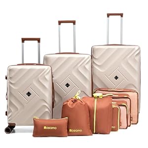 10 piece Luggage Set Expandable Suitcase 22x14x9 Airline Approved Carry on, ABS Hard Case Suitcases with Spinner Wheels,TSA Lock