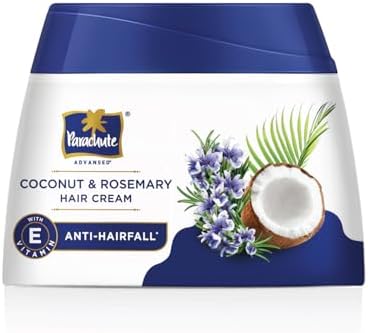 Parachute Advanced Coconut & Rosemary Hair Cream 210ml | Anti โ HairFall | 10X Breakage Reduction | 2X Smoother, Softer | For Men & Women