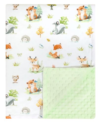 Image of Baby Blanket for Boys Girls Unisex Soft Plush Nursery Blankets with Dotted Fox Bed Throws for Baby Crib Stroller Swaddle Receiving Blanket for Newborns (30x40 Inch (Pack of 1), Forest Animals)