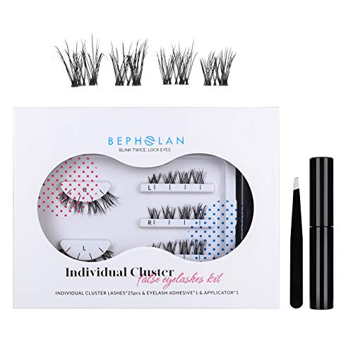 BEPHOLAN DIY Eyelash Extension, 3D Segmented Individual Lash 24 Cluster Volume Lashes Set,Easy To Use,Reusable Home Eyelash Kit，Very Soft,XMZ263