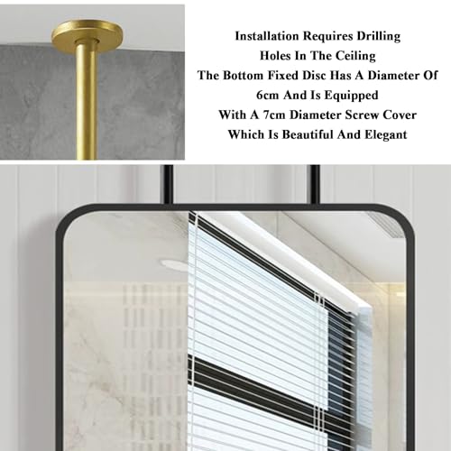 Miroir suspendu plafond en métal doré d'exception 60x90cm - 6