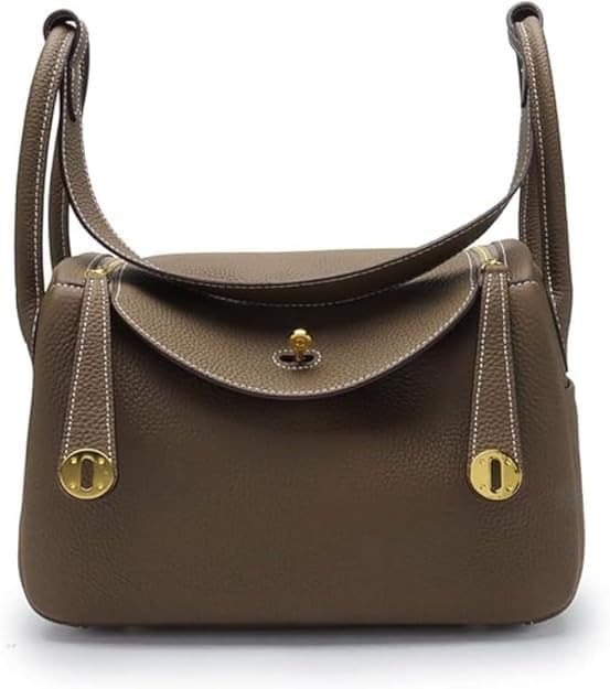 Women's Genuine Leather Crossbody Bag, Square Design with Fixed Shoulder Strap, Lychee Leather Bag