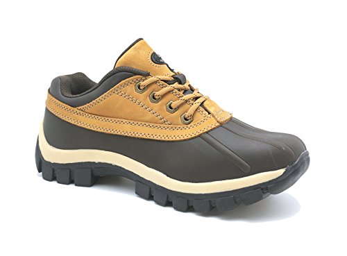 LM Men Waterproof Rubber Sole Winter Snow Boots Work Boots 7014 (10.5, Wheat)