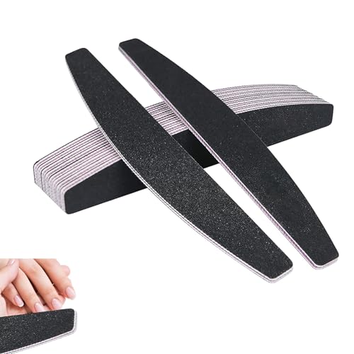 Kafeiya 10 Piezas Limas de uñas profesionales,Limas 100/180 de Doble Cara Lavables,para Manicura y Pedicura,Naturales y Gel Acrílico, para Uso Doméstico y Salón,Negro