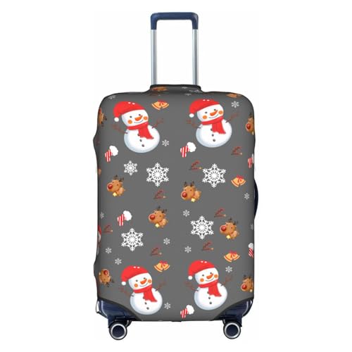 Travel Luggage Cover Merry Christmas Snowman Snowflake Gray Fashion Washable Baggage Suitcase Protector Fit For Luggage X-Large