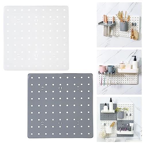 Image of Pegboard Wall Panel DIY Hole Board Storage Board for Craft Room Office Entry White