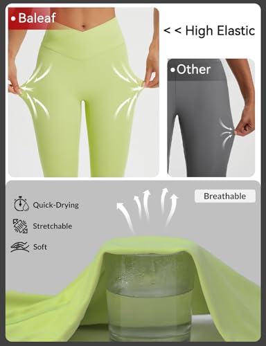 Image of baleaf Capri Leggings for Women Knee Length Yoga Workout Capirs Leggings with Pockets Tummy Control Stretch