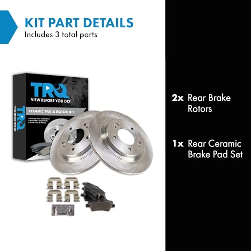 Image of TRQ Rear Brake Pad and Rotor Set Ceramic Compatible with 2018-2020 Hyundai Elantra GT 2016-2019 Sonata 2016-2020 Kia Optima 2016-2019 Soul EV
