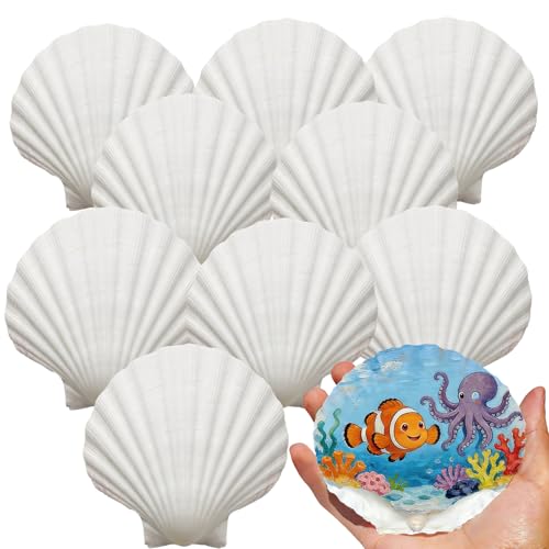 VMEECARL 20Pcs 4-5 Large Scallop Shells for Crafts Natural White Sea Shells for Crafts DIY Painting Beach Wedding Decorations Bulk Sea Shells for Home Decor Coastal Party and Craft Projects